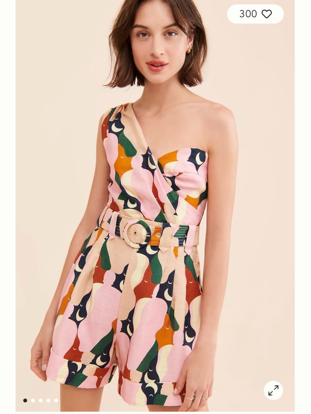 FARM Rio Multicolor One-Shoulder Printed Romper